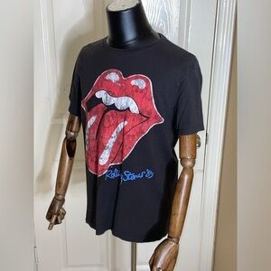The Rolling Stones Lips Tongue 1989 Tour Logo 2013 Retro Black T-Shirt Men Med 
